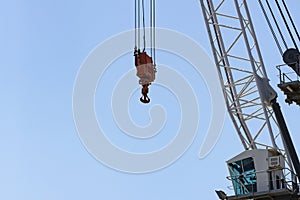 detail of a crane on a blue sky background