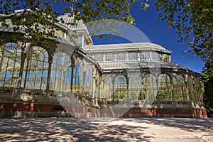 Detail of the crystal palace in Retiro Parc, Madrid