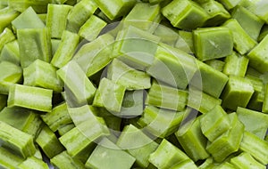 detail of cut nopales in boxes photo
