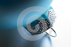 Detail of a cyan christmas tree ball