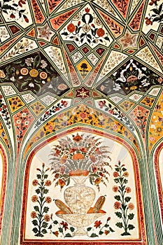 Detail of decorated gateway. Amber fort.