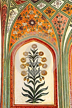 Detail of decorated gateway. Amber fort.