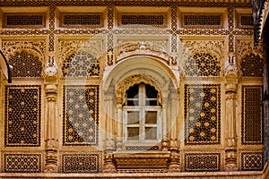 Detail of the decorated windows inside the mehrangarh fort