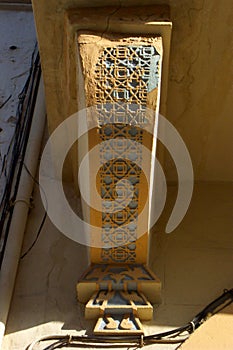 Detail of decoration of Casa de Cristales Building, Melilla Spain showing Arabist architectural style photo