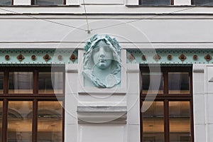 Detail of the decoration of the facade of the Art Nouveau house, Vienna