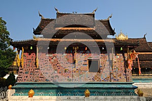 Detail decoration of Wat Xieng Thong temple at Luang Prabang.