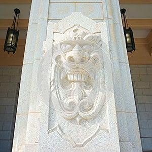 Detail decorative architectural elements. Building Yushukan museumin, Yasukuni Jinja