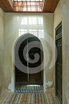 Detail of decorative door of the Bahia palace in Marrakech. Morocco