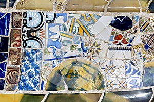 Detail of decorative tile-shard mosaic