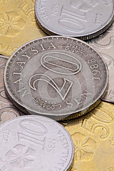 Detail of different Malaysian ringgit coins