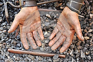 Detail of dirty hands
