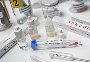 Detail of DNA sampling box in Laboratorio forensic equipment