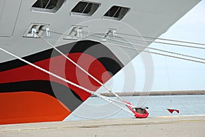 Detail of a docked cruise ship