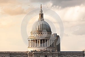 Detail of the dome of Saint Paul`s Cathedral in London