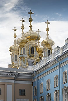 Detail of the domes of Catherine Palace St Petersburg Russia