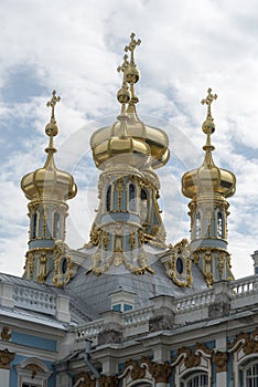 Detail of the domes of Catherine Palace St Petersburg Russia