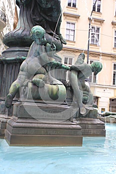 Detail of the Donner Fountain (Donnerbrunnen) in Neuer Markt in