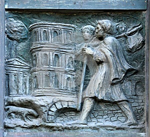 Detail of the door at the church of St Peter at Montmartre, Paris