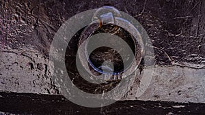 detail door knocker ring on brown door