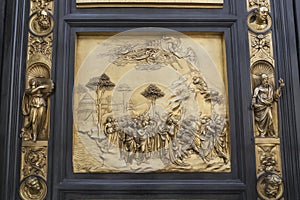 Detail of the Door of the Paradise Gate in the Baptistery of San Giovanni, Florence