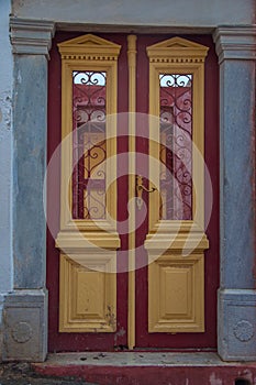 Detail of a door in the picturesque village of Oia, Santorini