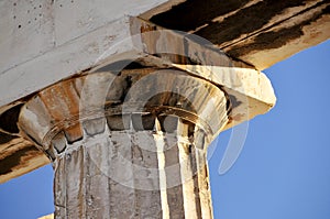 Detail of the Doric Order of the columns of the Parthenon, Athens acropolis