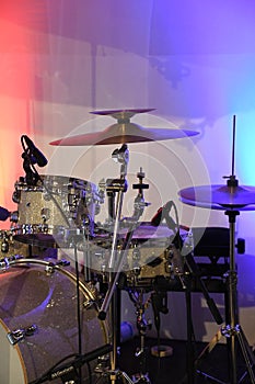 Detail of drum set with hihat