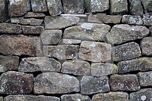 Closeup of drystone wall background texture