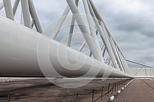 Detail Dutch storm surge barrier protecting the harbor of Rotterdam