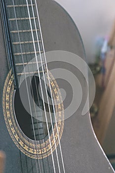 Detail of electric guitar - vintage retro look