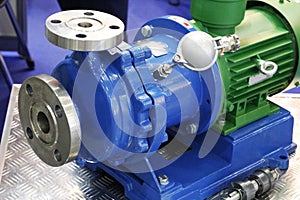 Detail of an electric high pressure centrifugal pump for industry