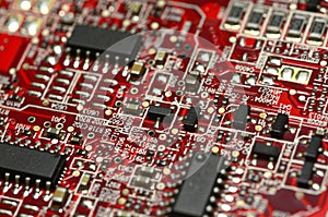 Detail of electronic components over electronic board.