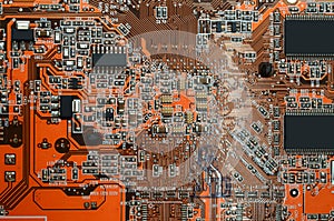 Detail of electronic components over electronic board.