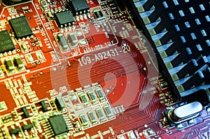 Detail of electronic components over electronic board.