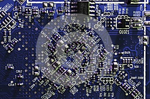 Detail of electronic components over electronic board.