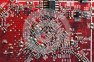 Detail of electronic components over electronic board.