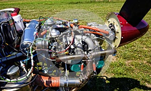 Detail of the engine of an ultralight cockpit