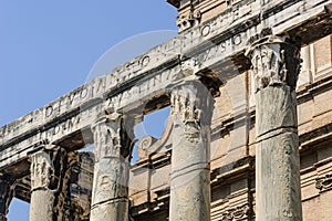 Detail of the entablature of temple of Antonio and Faustina photo
