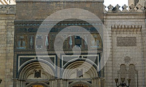 Detail of the entrance of an old mosque in Cairo, Egypt. With polychrome drawings