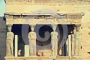 Detail of Erechtheion, ancient Greek temple on the Acropolis.