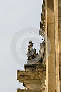 Detail exterior of Reichstag building in summer