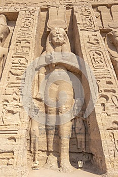 Detail of exterior temple of Abu Simbel, the Great Temple of Ramesses II, Egypt