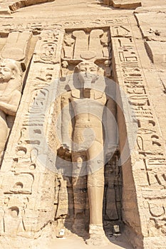 Detail of exterior temple of Abu Simbel, the Great Temple of Ramesses II, Egypt