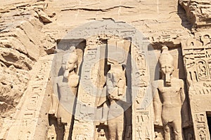 Detail of exterior temple of Abu Simbel, the Great Temple of Ramesses II, Egypt