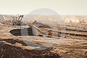 Detail of extractive machines in opencast mine