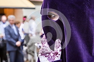 Detail of eye of penitence during a Holy week procession