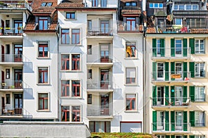 Detail of the facade of apartment building