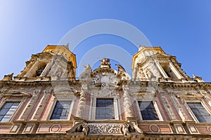 Detail of Facade of the beautiful ornate church of San Luis de los Franceses in historic town of Seville, Andalusia, Spain photo