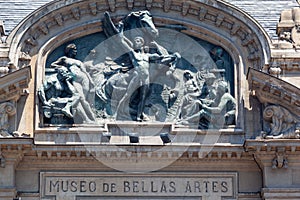 Detail of the facade of the Bellas Artes museum in Santiago do Chile