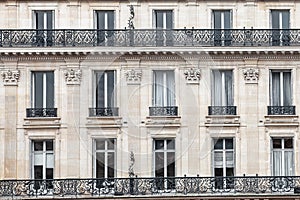 Detail of the facade of a building in Paris